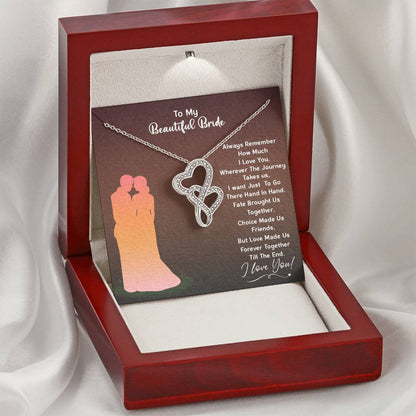 To My Beautiful Bride Double Hearts Necklace