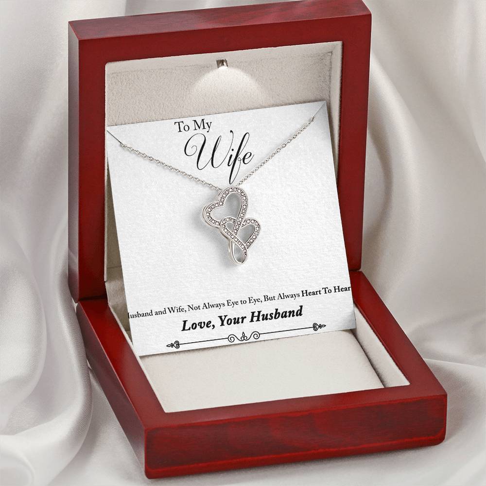 To Wife From Husband 3 Double Hearts Necklace