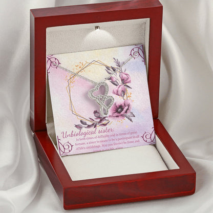 Long Distance Quotes Friends Forever Unbiological Sister Best Friend Gift Jewelry Double Hearts Necklace