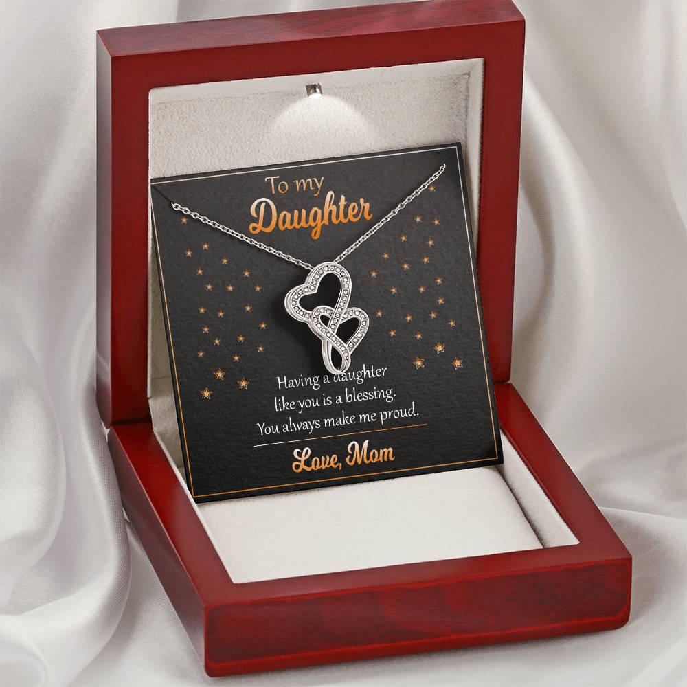 Necklace For Daughter Perfect Birthday Gift From Mom. Double Hearts Necklace