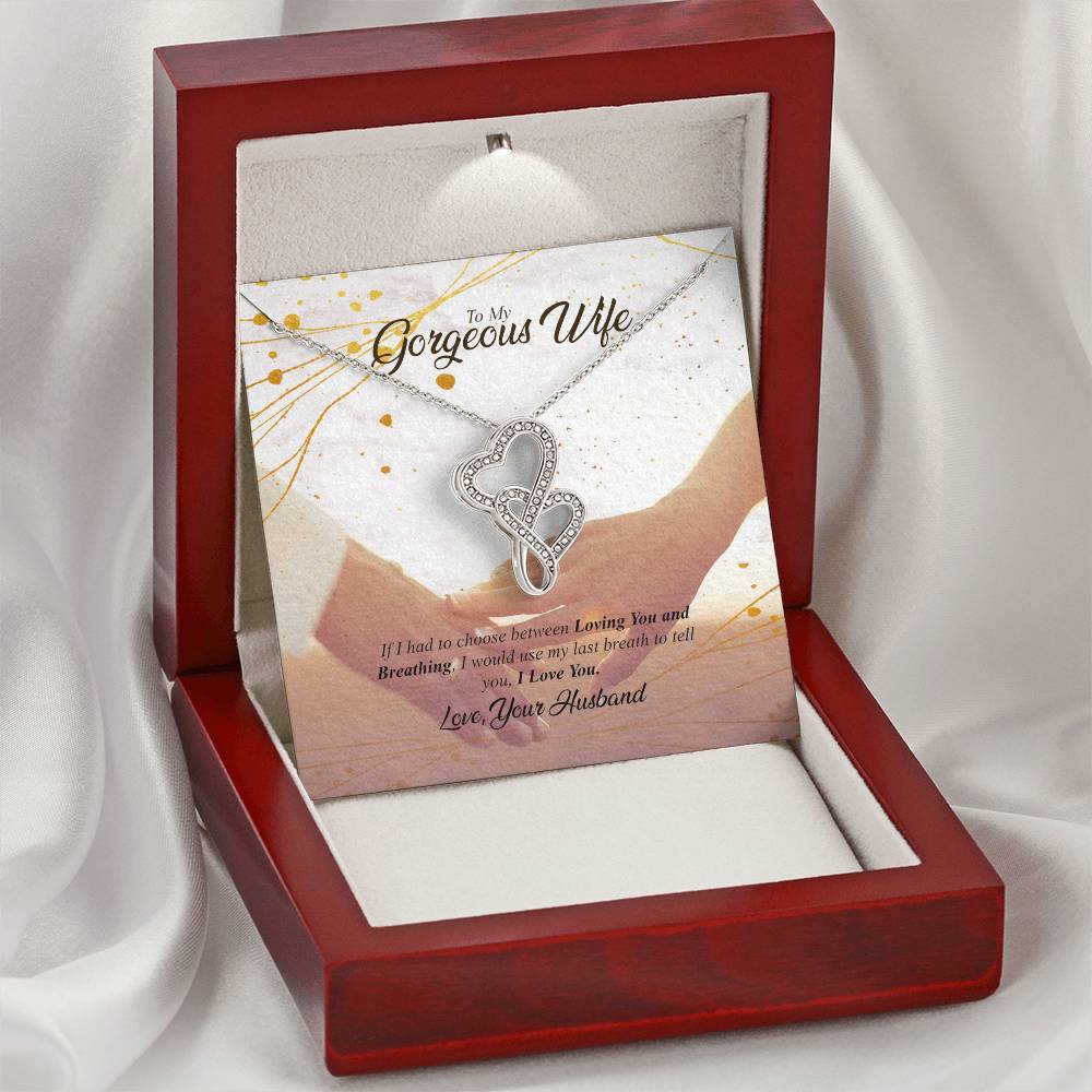 My Gorgeous Wife Double Heart-I Love You Necklace Double Hearts Necklace