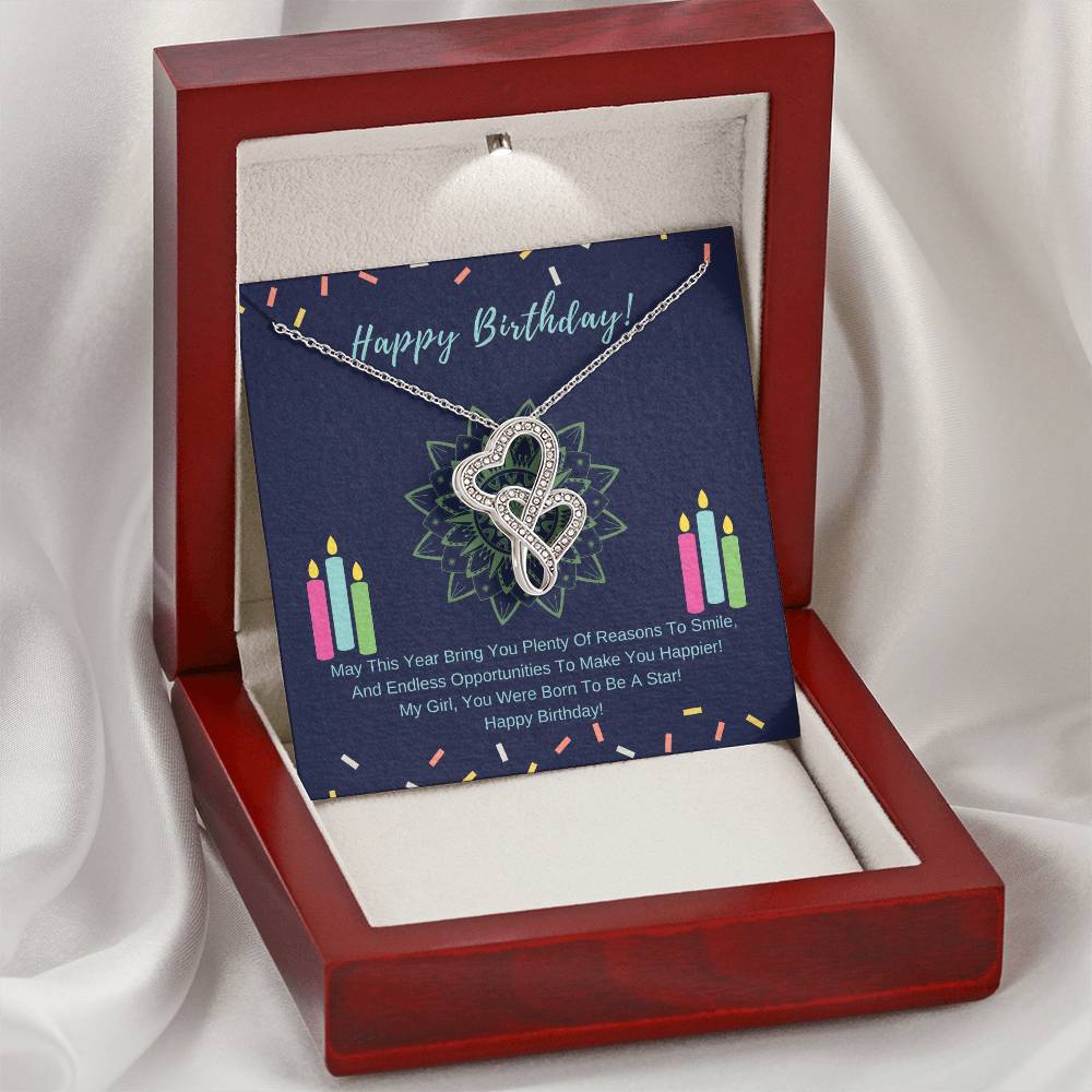 Happy Birthday Double Hearts Necklace