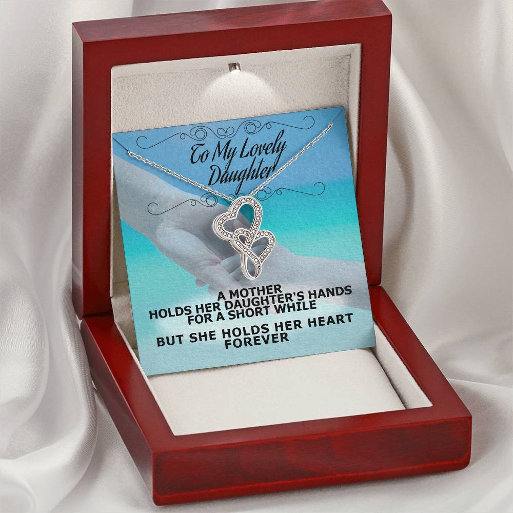 Mom - Daughter Connected Hearts Necklace Double Hearts Necklace
