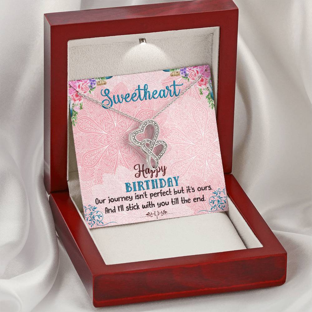 Happy Birthday Sweetheart - Double Heart Necklace Double Hearts Necklace