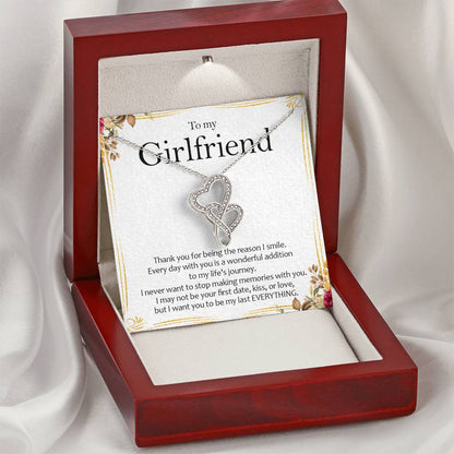 To My Girlfriend - Love Card And Necklace S010 Double Hearts Necklace