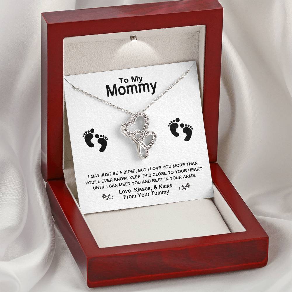 To My Mommy Necklace - Mommy Gifts From Baby Mother's Day Gift From Husband Mother's Day Gift From Baby Bump Mommy Gif Double Hearts Necklace
