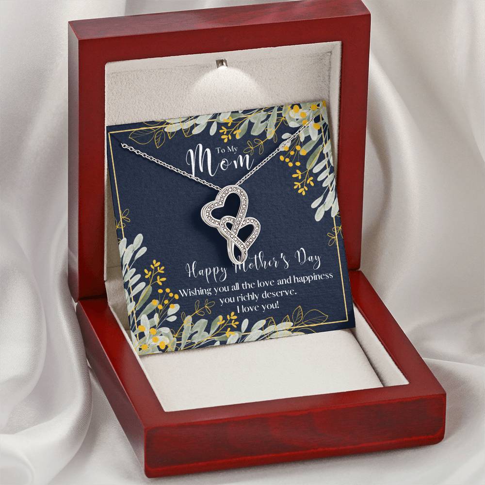 To My Mom Necklace  Mom Gift  Mother’S Day Gift  Birthday Gift  Gift From Daughter  Gift From Son  Mother's Day Gift F Double Hearts Necklace