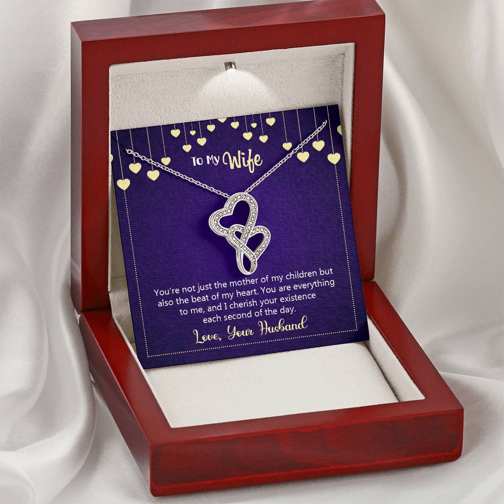 Happy Anniversary You're Not Just The Mother Of My Children  Double Hearts Necklace