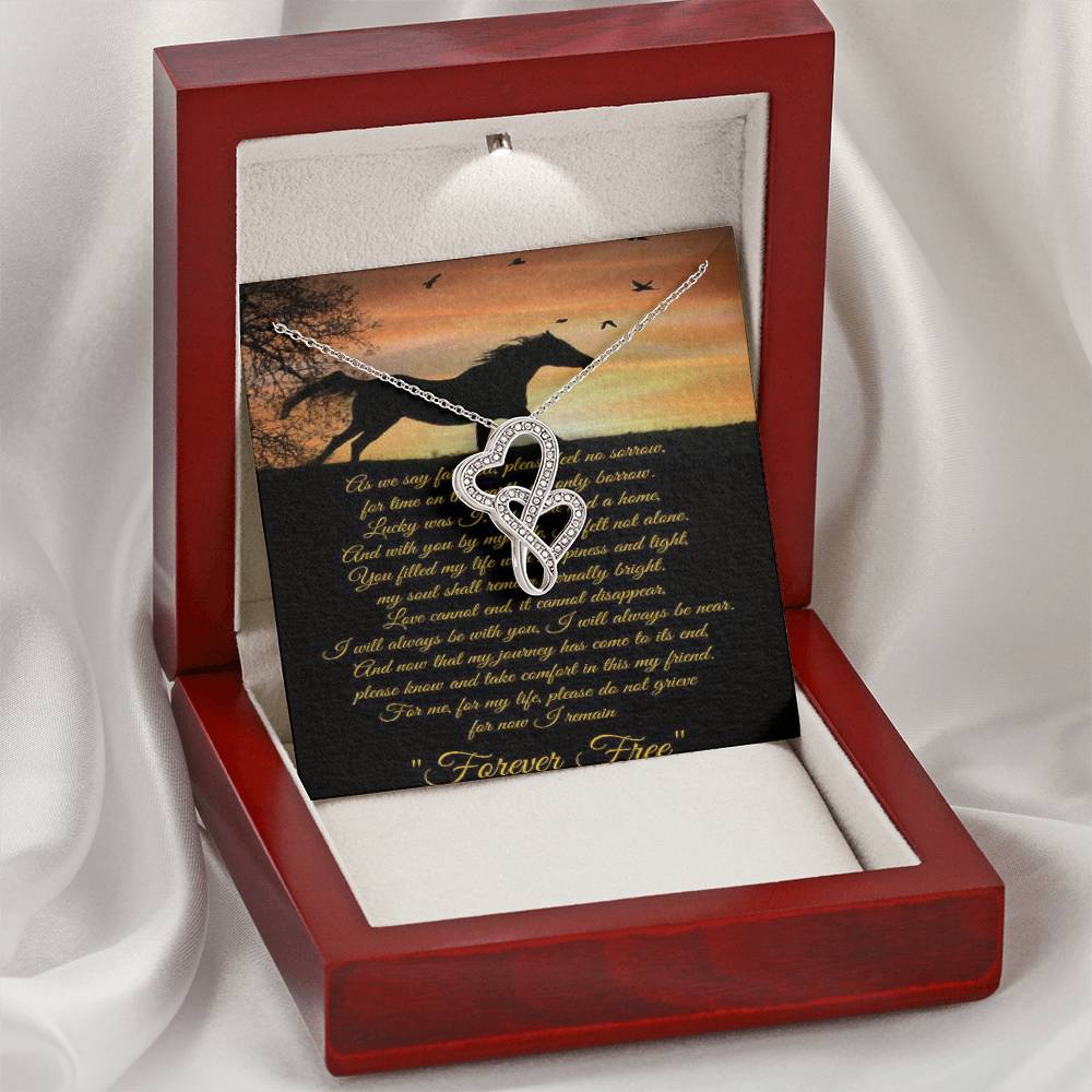 Horse Lover Condolences Gift Two Interlocking Hearts In Memory Necklace Loss Of Beloved Horse Forever Free Double Hearts Necklace