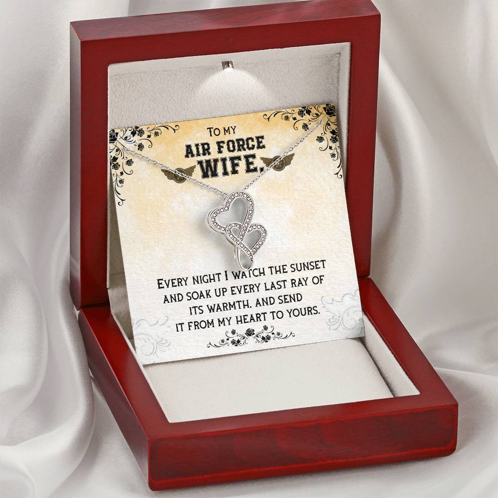 To My Air Force Wife Necklace Double Hearts Necklace