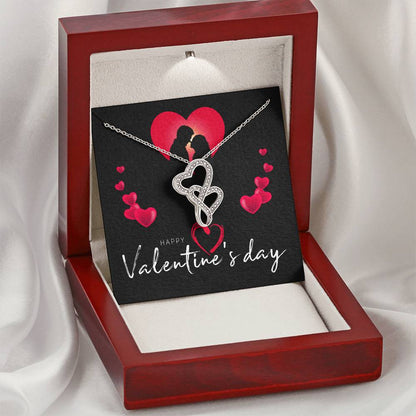 Happy Valentine's Day Necklace -  Message Card - Necklaces For Women - Future Mrs. Necklace - En 1 Double Hearts Necklace