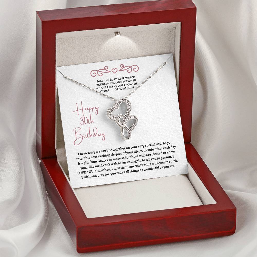 30Th Birthday Gift For Best Friend Double Heart Necklace Long Distance Birthday Gift For Christian Woman Turning 30 Gi Double Hearts Necklace