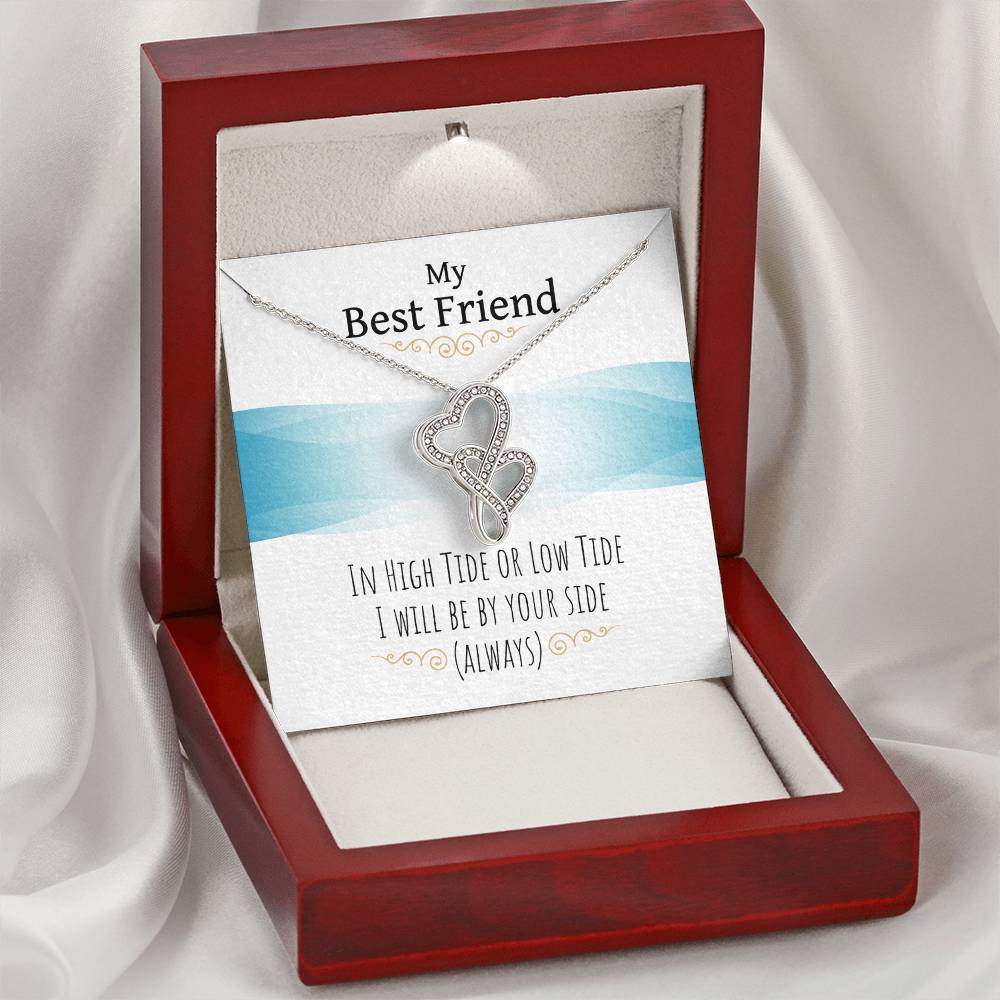 My Best Friend - I Will Be By Your Side - Necklace Double Hearts Necklace