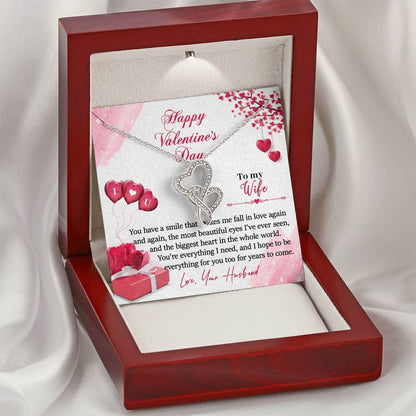 To My Wife - I Love You Double Hearts Necklace