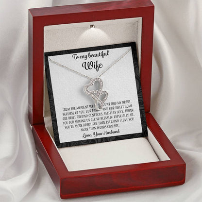 To My Beautiful Wife From The Moment We Met - White Double Hearts Necklace