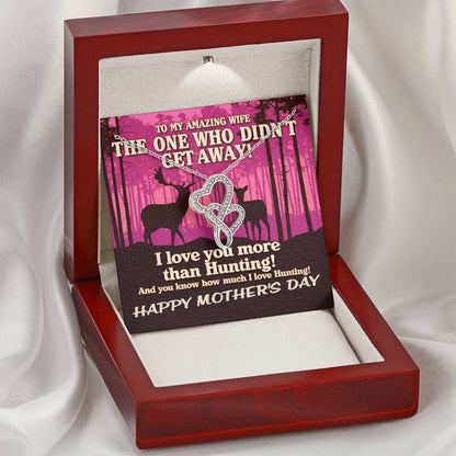 To My Amazing Wife The One Who Didn't Get Away! Pink Sunset Hunting Necklace - Anniversary Gift Gifts For Her Valentin Double Hearts Necklace