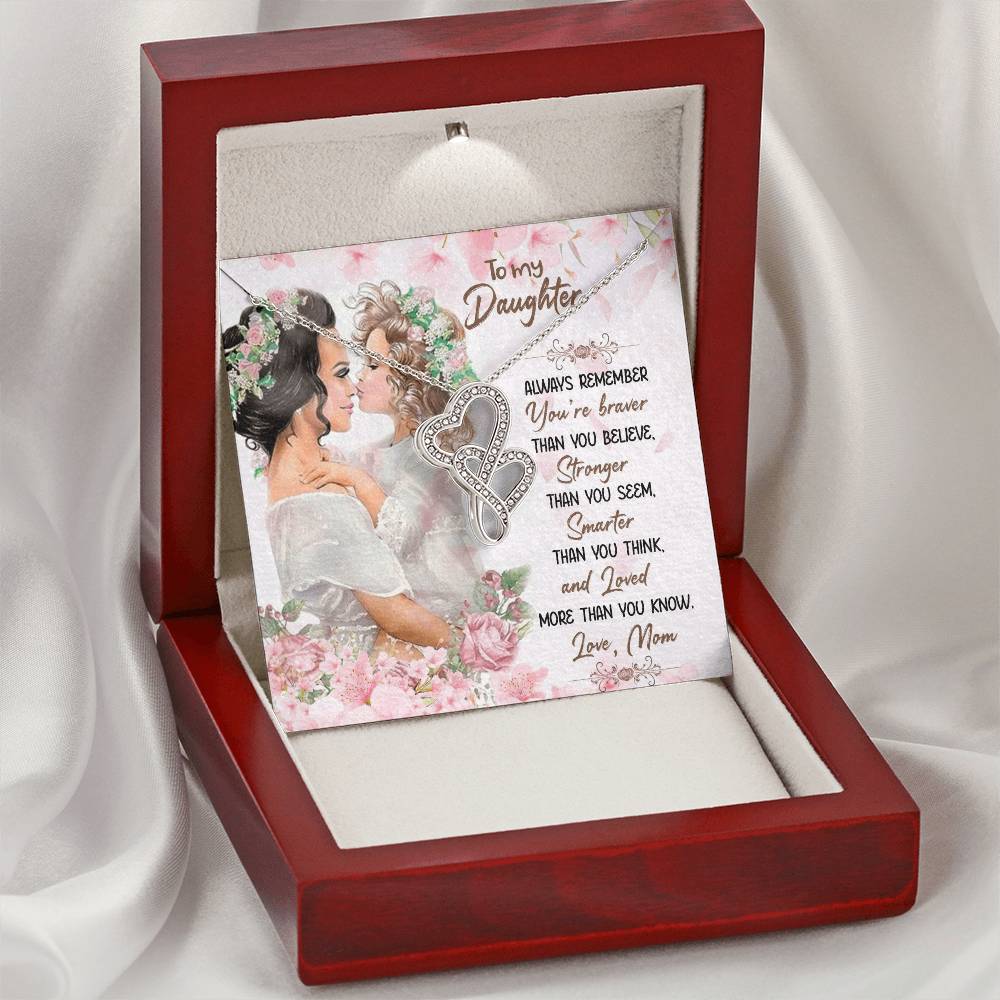 To My Daughter 2 Double Hearts Necklace