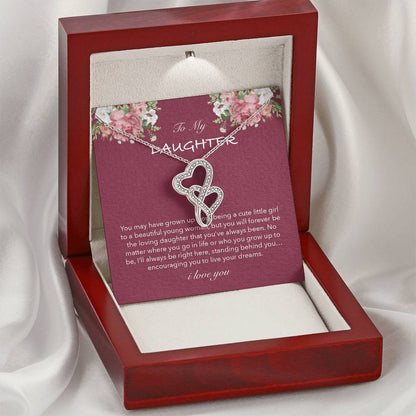 To My Daughter Necklace Birthday Gift For Daughter Gift From Dad Gift From Mom Double Hearts Necklace