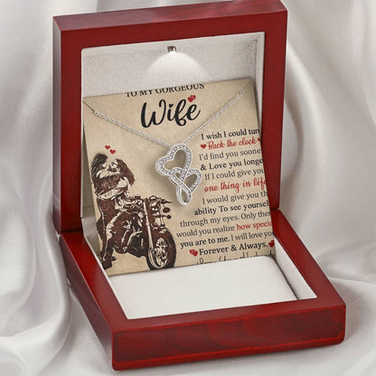 To My Bikers Wife Double Hearts Necklace
