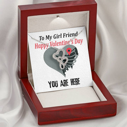 To My Girlfriend Necklace Valentine Gift With Romantic Message Card Sweetheart Gift For Wife  Double Hearts Necklace