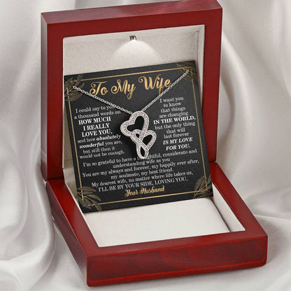 To My Wife Loving Your Husband - To My Wife Necklace From Husband Best Necklace For Wife Husband To Wife Gifts Wife Gi Double Hearts Necklace