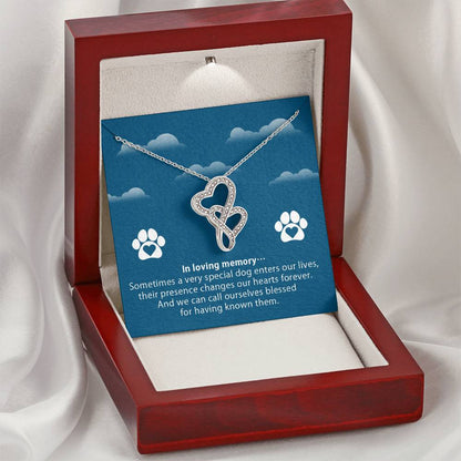 In Loving Memory Sometimes A Very Special Dog Enters Our Lives Double Hearts Necklace