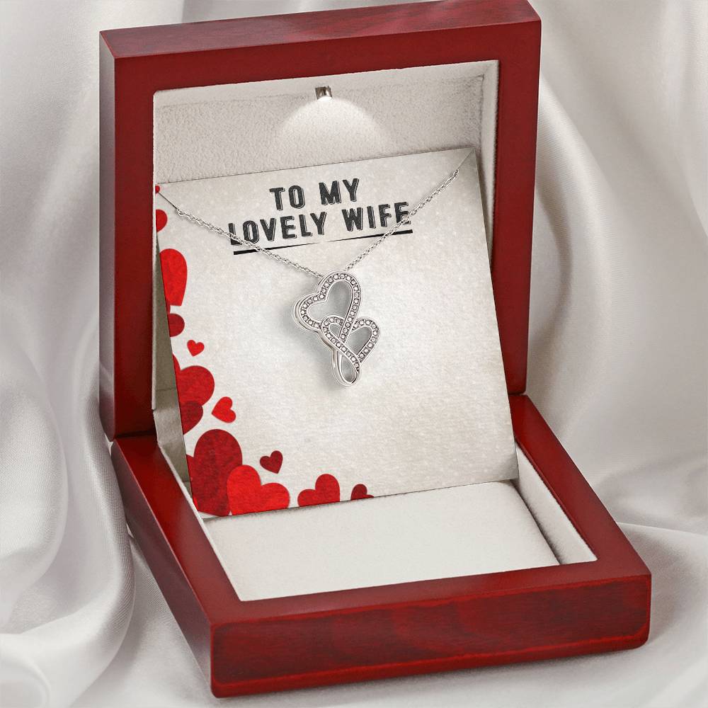 To My Lovely Wife Double Hearts Necklace