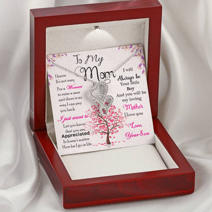 Mom - Love And Gratitude Forever Love Necklace Mothers Day Gift Gift Mothers Day Card Gift Idea Son Mother Jewelry Mot Double Hearts Necklace