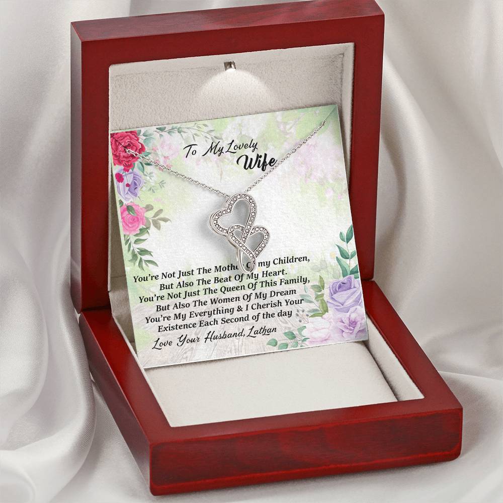 To My Love Wife Necklace - Love Your Husband Lathan - Love Your Husband Lathan -  Wife Christmas Gift Wife Christmas G Double Hearts Necklace