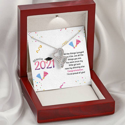 Senior Graduation  Double Hearts Necklace