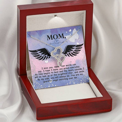 Mom - I Miss You More Than Words Can Say -  Double Hearts Necklace