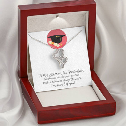 Graduation - To My Sister On Her Graduation -  Double Hearts Necklace