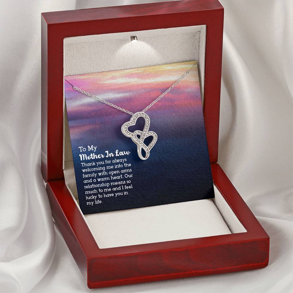 To My Mother-In-Law -  Double Hearts Necklace