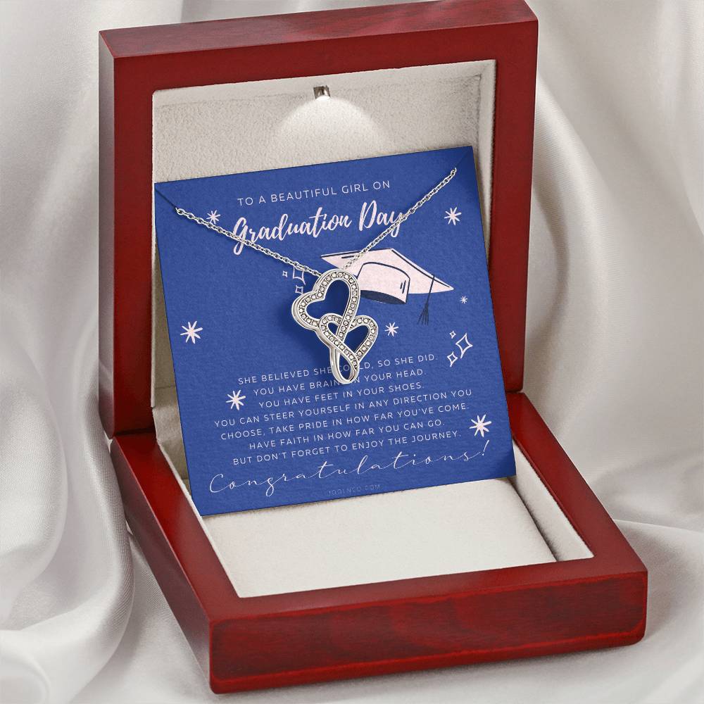 Happy Graduation Your Future Is Bright Daughter Necklace Class Of 2021 Graduation Necklace Card Gift Necklace For Daug Double Hearts Necklace