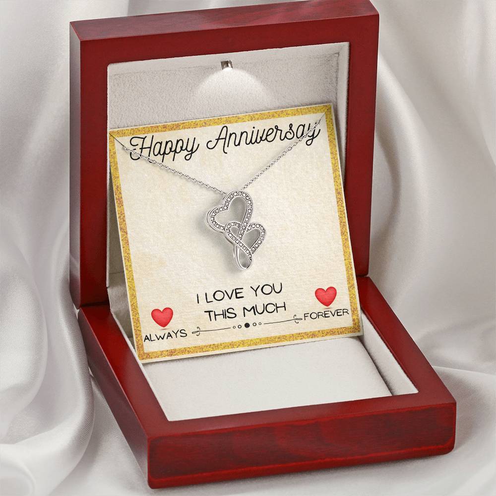 I Love You Always & Forever - Anniversary Gift Gift For Girlfriend Gift For Wife Double Hearts Necklace