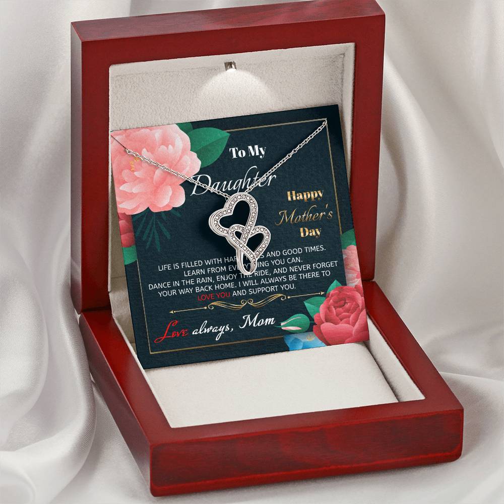 To My Daughter I Love You Forever Love Necklace Mother's Day - Daughter Necklace - Mother Daughter Jewelry Gift - Daug 1 Double Hearts Necklace