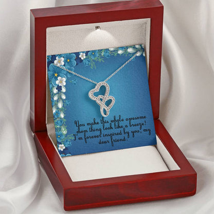 Tell Your Friend How Good Mom She Is. Double Hearts Necklace
