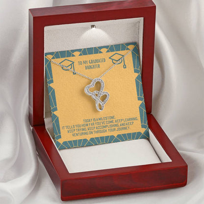 Double Heart Necklace For Daughter - Today Is A Milestone Double Hearts Necklace