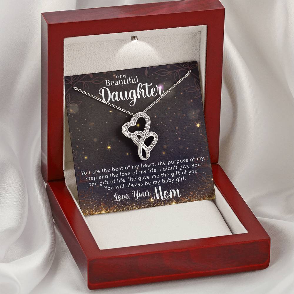 Special Necklace To My Daughter - A Perfect Valentine's Day Gift For Daughter Double Hearts Necklace