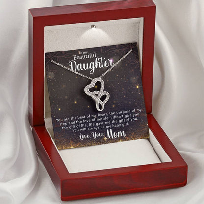 Special Necklace To My Daughter - A Perfect Valentine's Day Gift For Daughter Double Hearts Necklace