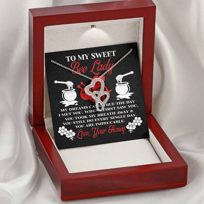 Gift For Her Bee Lady From Honey My Dreams Came True The Day I Met You  Double Hearts Necklace