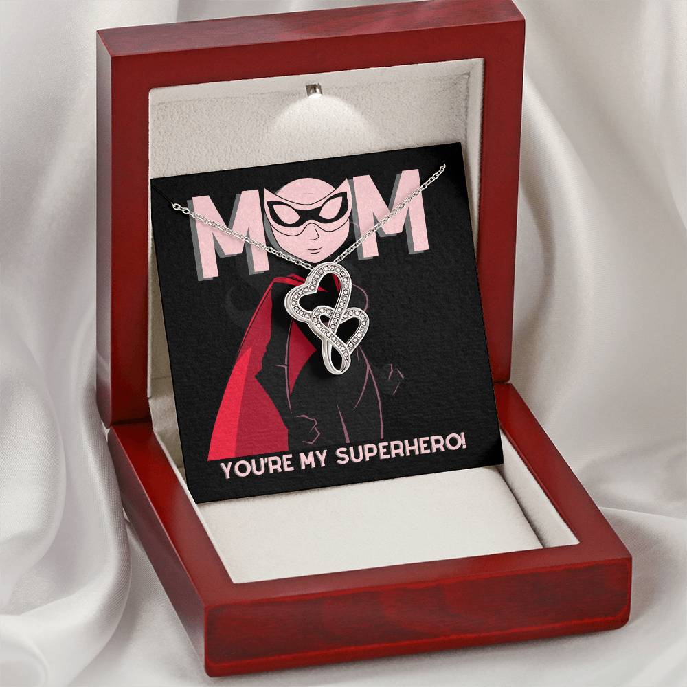 To Mom - My Superhero2 - Double Heart Necklace Double Hearts Necklace