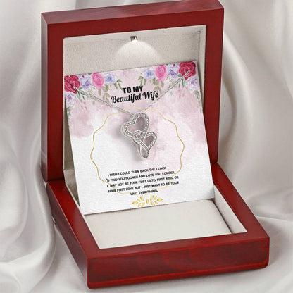 To My Beautiful Wife 1 Double Hearts Necklace