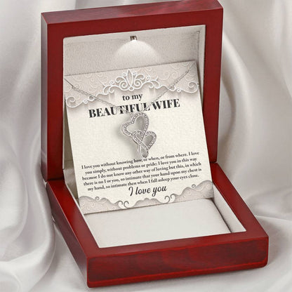 To My Beautiful Wife Necklace - Forever Love Necklace For Wife - I Love You - Wife Christmas Gift Wife Christmas Gift  Double Hearts Necklace