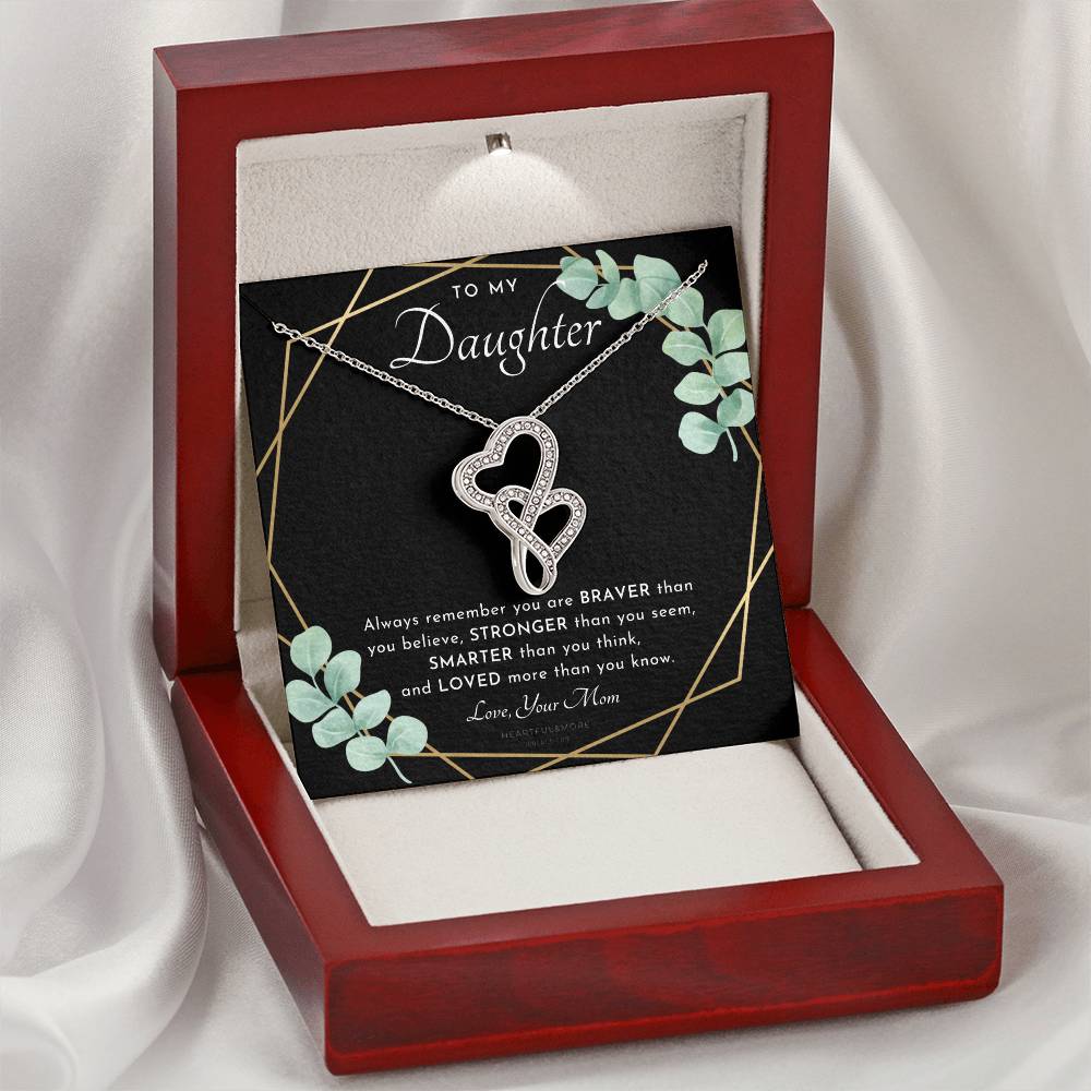 To My Daughter Always Remember Gift For Daughter From Mom Daughter Birthday Graduation Christmas Present 1 Double Hearts Necklace