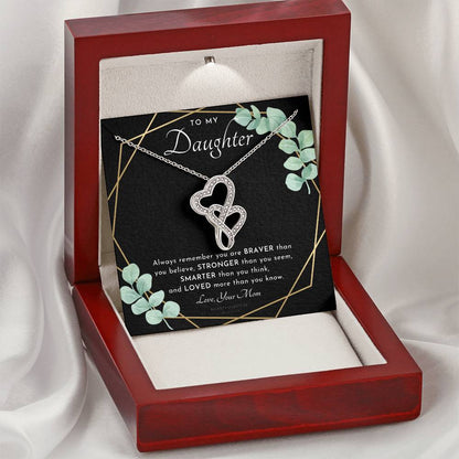 To My Daughter Always Remember Gift For Daughter From Mom Daughter Birthday Graduation Christmas Present 1 Double Hearts Necklace