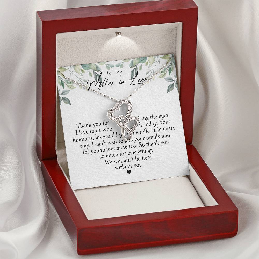 To My Mother In Law Thank You For Raising The Man I Love  3 Double Hearts Necklace