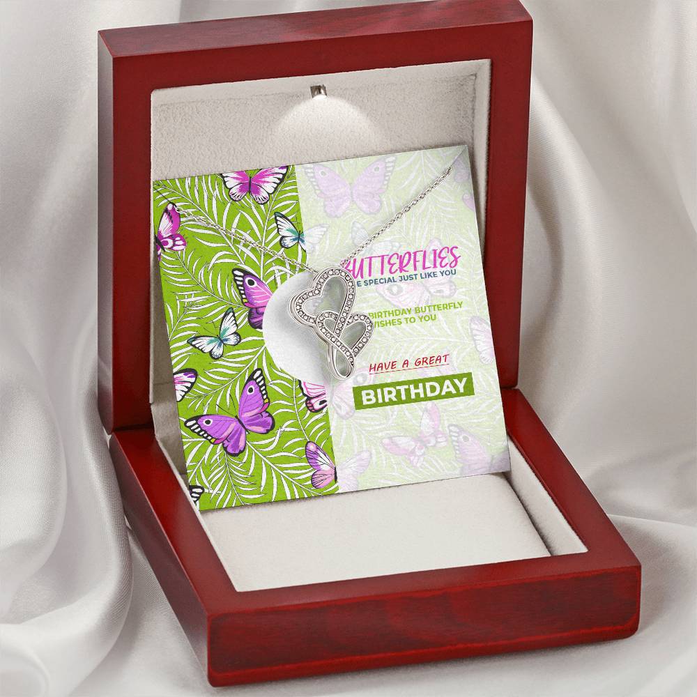 Butterfly Birthday Wishes For Boyfriend Double Hearts Necklace