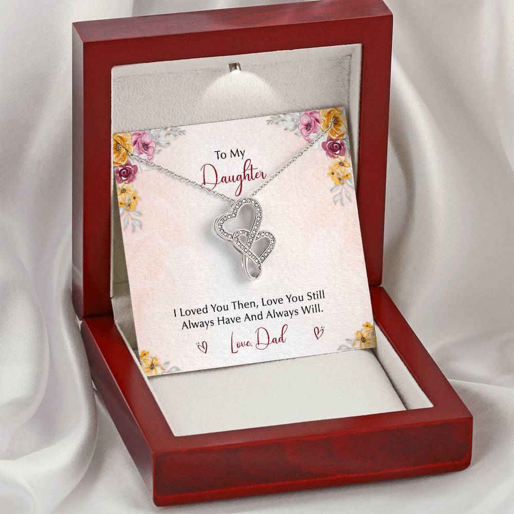 To My Daughter  From Dad Double Hearts Necklace