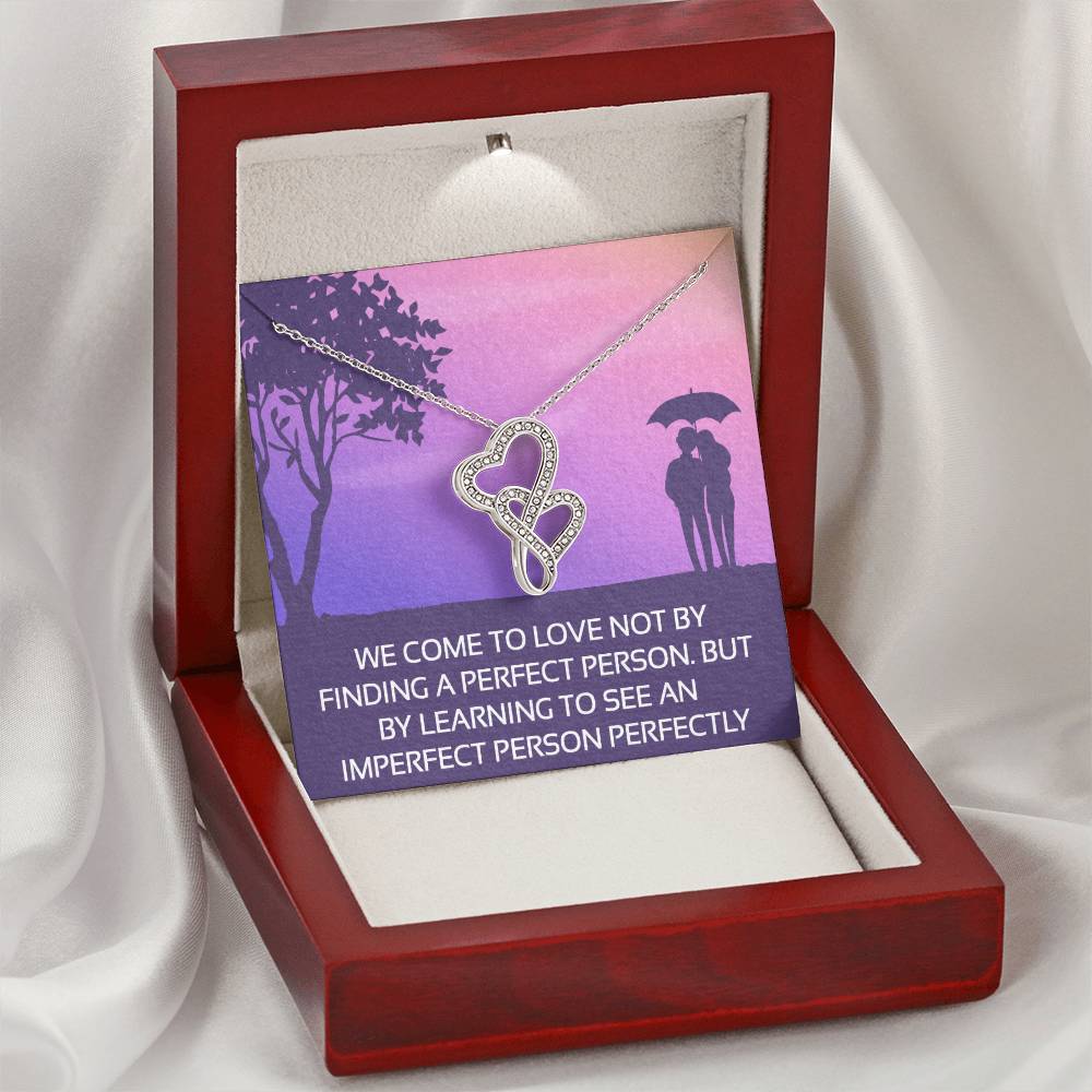 To My Love - Breathtaking Beautiful Silly - Necklace Double Hearts Necklace